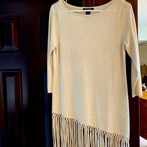 White House Black Market sweater. Gold with tassels.